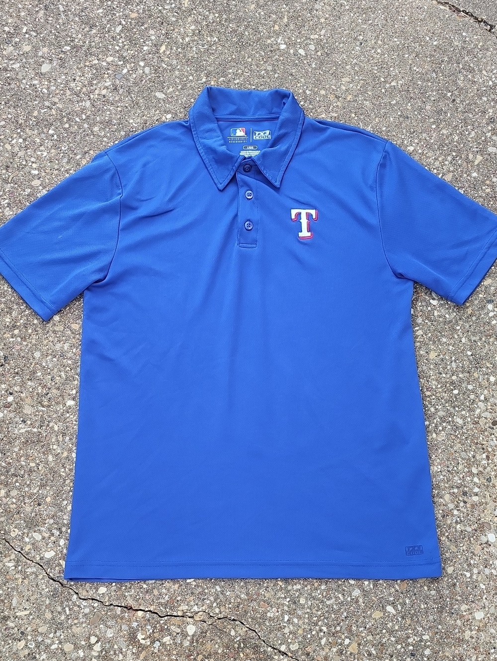 MLB Texas Rangers Royal Blue Polo Shirt with Team T Patch